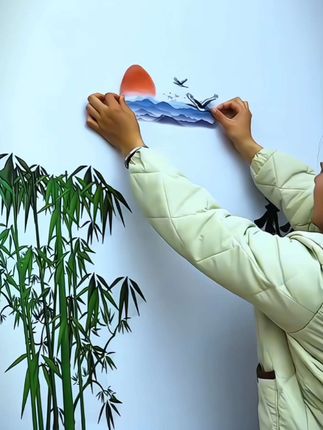 #dou上热门 静心山水装饰画,装饰客厅书房卧室楼梯玄关,美观雅致宁静致远,浓浓的国风味#装饰画#自粘壁画 #墙贴@巨量千川