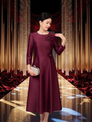 如翡 年轻喜婆婆时尚晚礼服#高端婚宴礼服#优雅气质长款连衣裙#高贵典雅贵夫装#搭披肩更漂亮