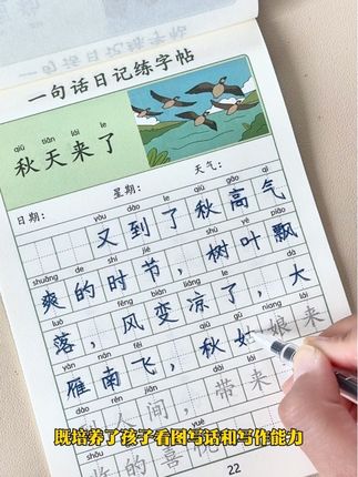 #一句话日记练字帖 既能练字又能学习看图写话,积累写作素材,为日后写作文打基础#看图写话 #日记范文 #一二年级