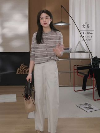 【北总严选】帕迪恩拼色条纹圆领纽扣开衫#时尚气质穿搭 #时髦穿搭 #高级穿搭 #今天穿什么 #时尚潮流穿搭