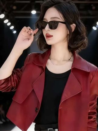 #优雅气质 #皮衣外套女 #机车夹克 #复古机车穿搭 #皮衣夹克