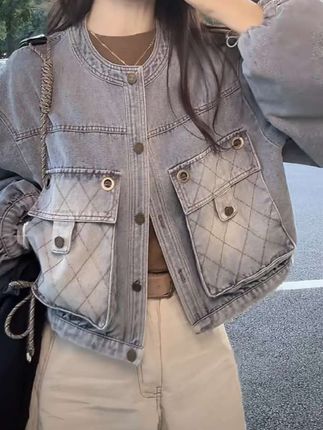独特好看做旧牛仔外套女2025早秋新款小个子宽松百搭工装夹克上衣#穿搭 #每日分享 #日常分享 #洋气减龄 #穿出自己的风格