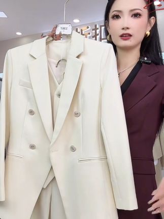 〈纪朵研〉1367高级感西装套装女职业正装马甲三件套春秋季新款#穿出高级感 #时尚搭配 #优雅气质 #女装穿搭 #时尚搭配 @抖音小助手
