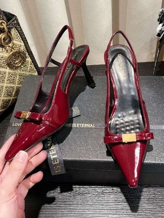 【LVTE心选】2025秋季新款方扣蝴蝶结方头高跟鞋女细跟包头后空凉鞋