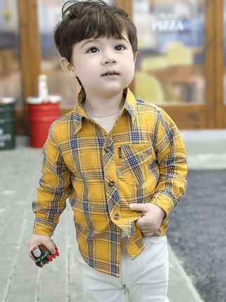 儿童长袖格子衬衫薄款纯棉衬衣宝宝春秋外套1-15岁男童童装潮 #童装 #潮童穿搭 #萌娃穿搭 #阳光帅气 #春秋新款