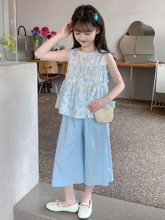 女童夏季套装2025新款洋气时髦女大童休闲短袖儿童薄款牛仔裤夏装#女童穿搭 #夏季新款 #甜美穿搭 #舒适透气 #每日穿搭