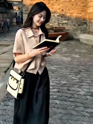 2025夏季新款韩系复古轻:/ 熟风雪纺衬衫休闲百搭阔腿裤气质两件套女#时尚气质穿搭 #潮流时尚穿搭 #街拍小姐姐穿搭秀