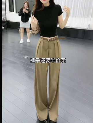 高腰阔腿裤#阔腿裤 #高腰微喇阔腿裤 #气质穿搭 #遮肉显瘦 #洋气减龄