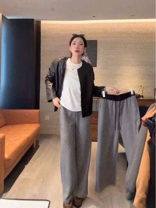 【rumi小店】”格调裤”25秋冬经典百搭宽松直筒软糯千鸟格纹裤#时尚女装 #气质搭配 #出勤穿搭 #休闲穿搭