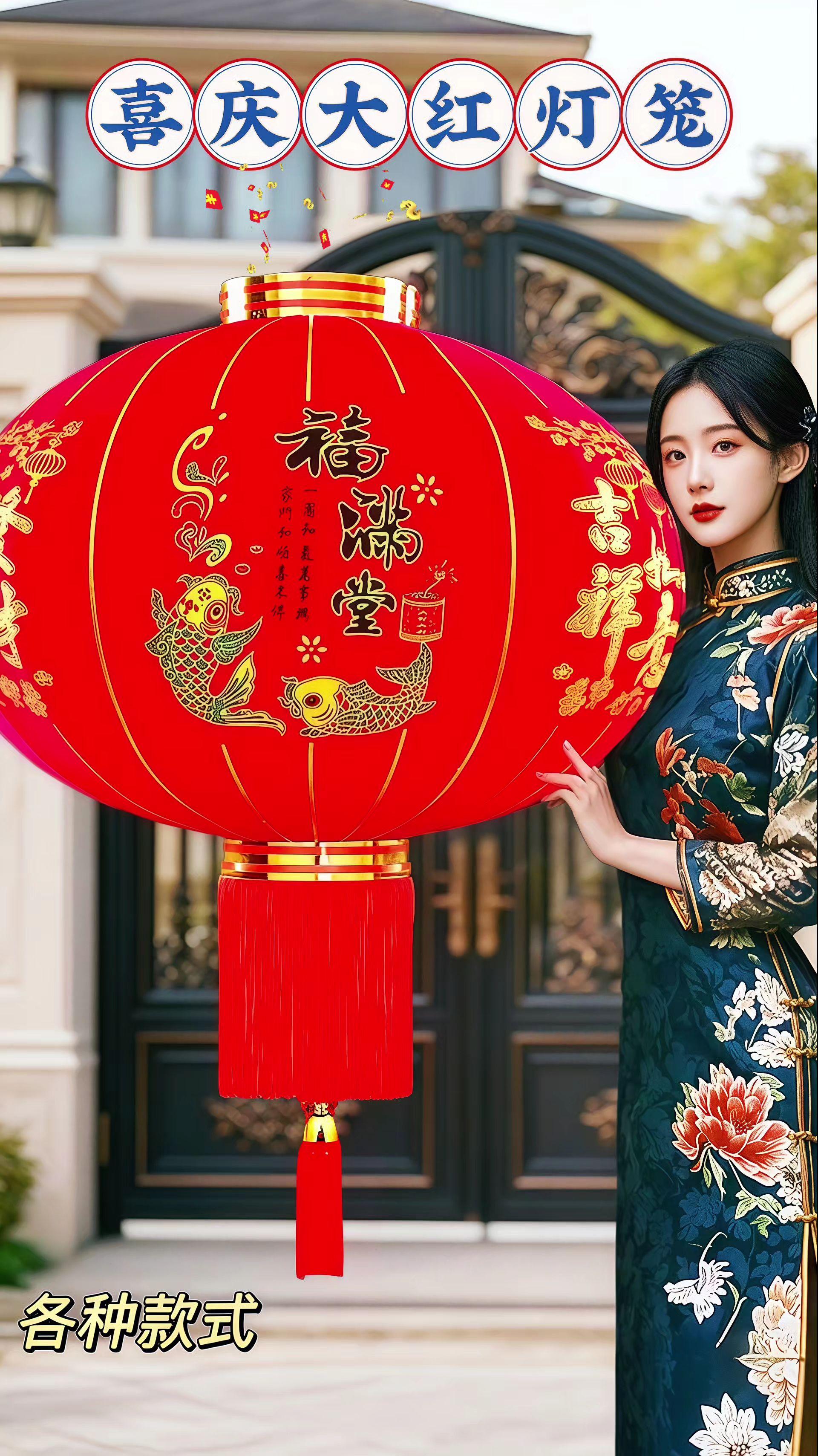 大红灯笼高高挂恰逢喜事好运来~新款大红灯笼采用长感植绒设计,喜庆美观,适用于新年、春节、元旦、乔迁新居等等,可挂在大门、阳台等户外场所,防水耐用。#大红灯笼 #乔迁新居 #新居乔迁之喜 #植绒灯笼 #大红灯笼高高挂
