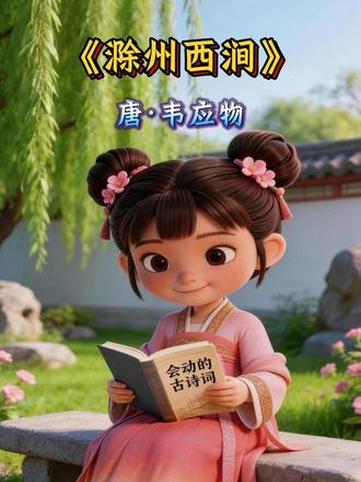 第72集|启蒙古诗|《滁州西涧》|独怜幽草涧边生,上有黄鹂深树鸣。春潮带雨晚来急,野渡无人舟自横。#和抖音一起学古诗 #启蒙早教 #幼儿古诗 #国学启蒙 #亲子教育