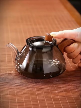 高硼硅玻璃茶壶 茶水分离花茶壶 加厚过滤木把煮茶壶#玻璃茶壶#茶水分离杯#花茶好#煮茶壶#泡茶神器