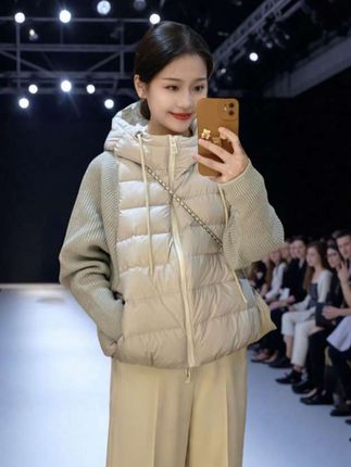 #轻薄针织拼接棉服#女短款#假两件棉衣#韩版宽松冬装外套#秋冬穿搭