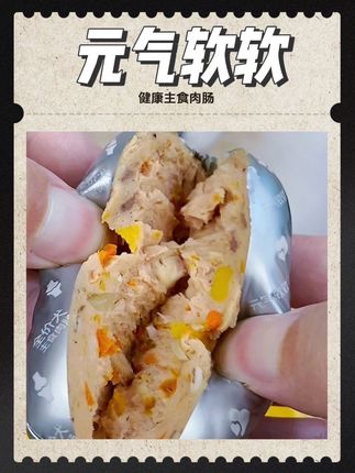 主食肉肠 终于找到了一款适合老年犬吃的火腿肠,肉质紧实Q弹,好吃好嚼好消化,非常值得入手!#元气软软主食肠 #萌宠好物 #狗零食