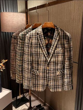 【摩登复古西服】2025秋装新款男装时尚格纹厚款西服 男士格子休闲小西装 #品质男装 #格子西服 #时尚高级感穿搭 #休闲减龄穿搭 #潮流搭配 @DOU+上热门