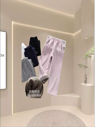 女童加绒裤子秋冬儿童冬季加厚一体绒运动裤小女孩休闲卫裤直筒裤