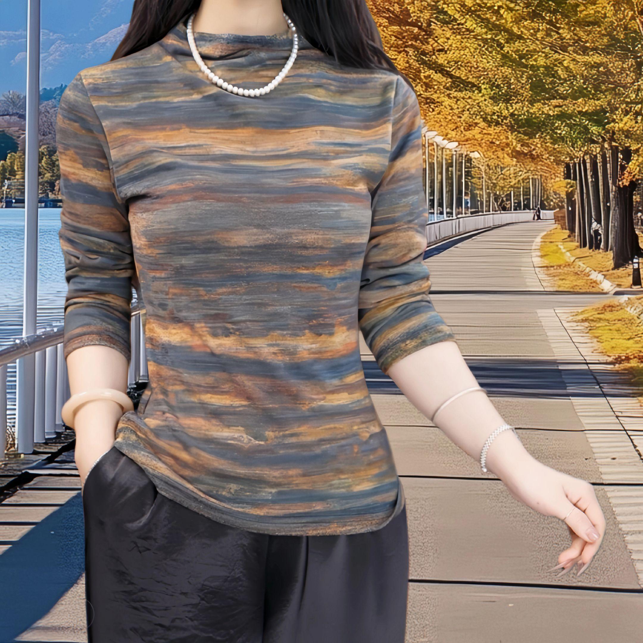 【爆款】双面德绒印花半高领离子发热德绒保暖长袖打底秋冬新款5114#女装穿搭 #女装搭配 #女装 #服装女装 #女装