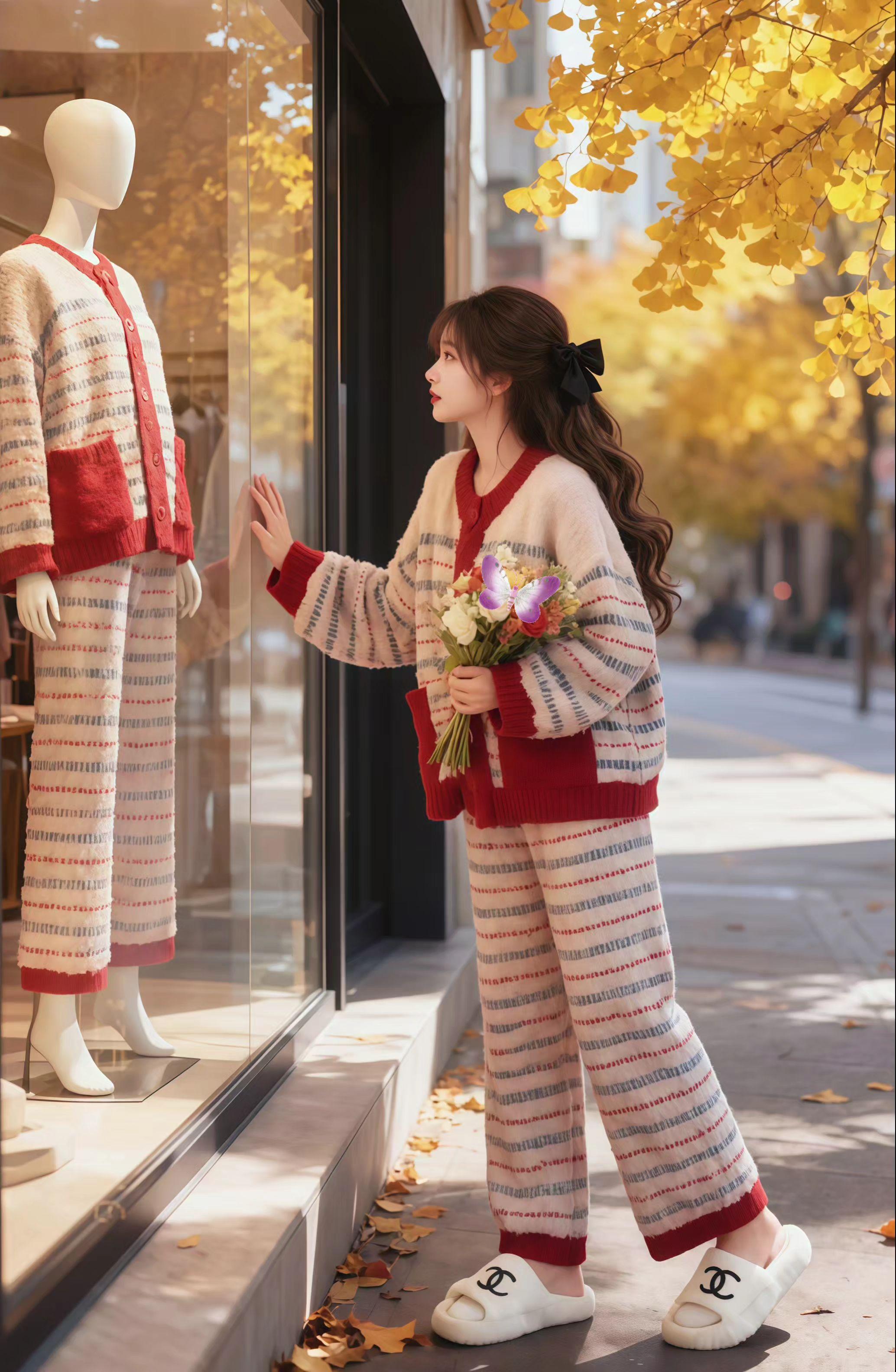 #睡衣家居服 #半边绒#本命年穿红色 #慵懒高级感 #我的双11必买清单