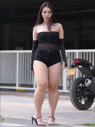 黑纱红唇炸街版 #完美身材#大长腿#丰满型 #微胖穿搭