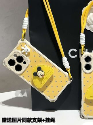 波点米奇支架手绳适用iPhone苹果16手机壳华为p70vivoppo小米15套爆款热卖中厂家直发