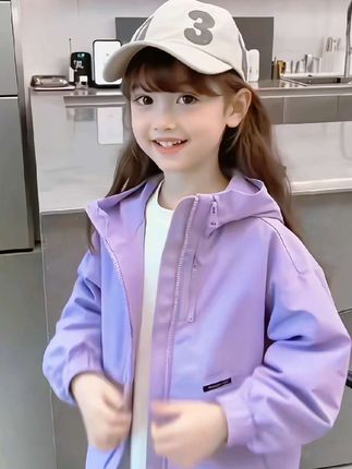 女童外套连帽冲锋衣春秋款2025新款儿童春装衣服洋气童装女孩上衣#穿搭 #高品质童装 #今日分享 #生女儿就是用来打扮的 #外套