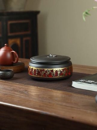 陶福气复古茶叶罐紫砂密封存茶罐 高档陶瓷白茶普洱醒茶仓收纳罐#紫砂茶叶罐#储存罐#密封罐#收纳罐#喝茶