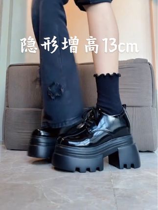 woc简直了!巨增高显腿长的厚底小皮鞋!#单鞋 #增高鞋 #小皮鞋 #内增高乐福鞋 #乐福鞋女
