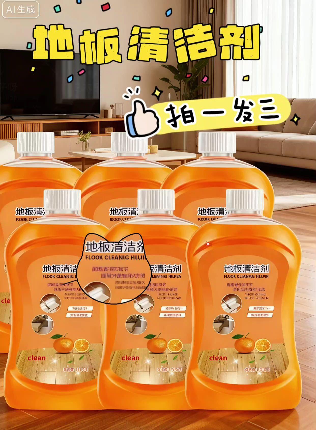 4.99到手三瓶地板清洁剂,每瓶都是大容量,拖完的地干干净净,还不留水印,还有淡淡的橙子香味,任何地板都适用#好物推荐🔥 #日常分享 #生活必备#清洁好物