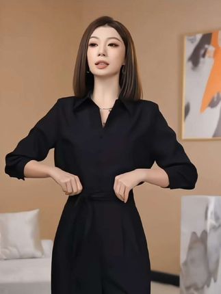 秋季法式小众时尚气质轻奢女装套装高腰显瘦直筒裤裤子两件套装#时尚女装 #气质穿搭 #两件套 #知性穿搭