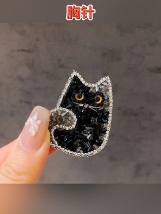 #胸针 可爱黑色猫咪胸针设计感百搭动物胸花别针 #胸针推荐 #猫咪胸针 #胸针胸花 #设计感胸针