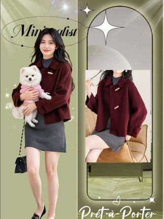 #小个子穿搭 #秋冬穿搭 #双面绒外套 双面绒大衣短款小个子休闲韩版双面呢大衣女洋气新款宽松毛呢外套