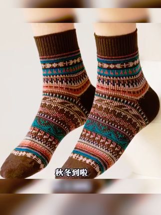 男士纯棉中筒短腰袜秋冬新款复古民族风短筒防臭运动中筒#袜子 #袜子控 #中筒袜 #潮袜推荐 #每日分享