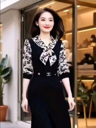 秋季新款轻奢长袖碎花裙假两件设计有口袋大码妈妈款适配又洋气#穿搭 #气质穿搭 #春季穿搭 #优雅气质 #谁穿谁好看