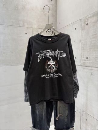 #今日穿搭 #卫衣穿搭 儿童假两件T恤男童拼接时髦洋气酷帅2025秋季新款中大童:/ 长袖上衣】