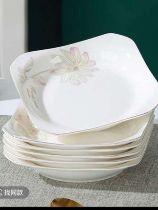 【春暖花开】8.5英寸如意盘子碗盘餐具高颜值网红新中式家用陶瓷盘#陶瓷餐具 #颜值餐具 #餐具