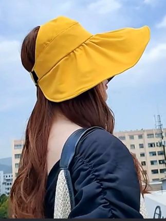 轻便遮阳帽超轻薄可折叠扎马尾防紫外线遮脸遮阳夏季