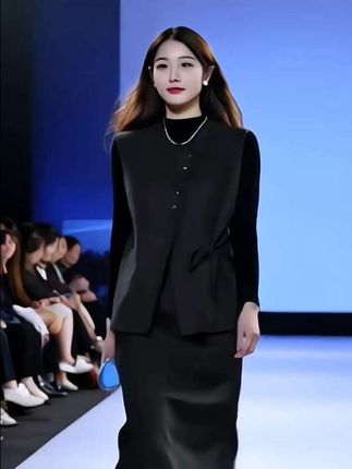 大码胖mm春秋新款韩版打底衫+小香风马甲外搭+半身裙三件套套装女#穿搭#高级感穿搭 #穿出自己的风格 #时尚三件套 #宽松显瘦