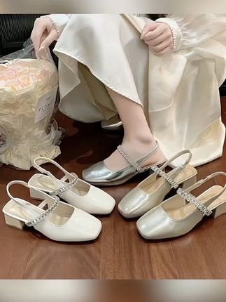 卓诗尼芙妮仙女风设计感水钻百搭粗跟包头玛丽珍法式气质夏女凉鞋#凉鞋女 #玛丽珍女鞋 #粗跟凉鞋