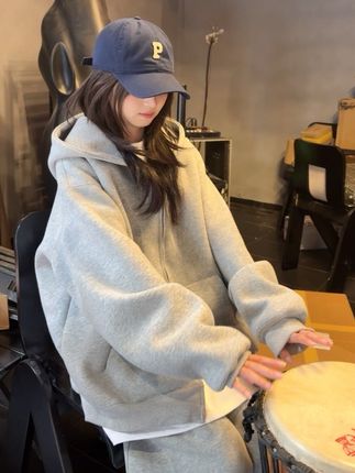 420g重磅开衫卫衣纯色上衣连帽外套男女25春季新款灰慵懒百搭宽松#卫衣#宽松版型 #卫衣外套#上衣#秋季新款