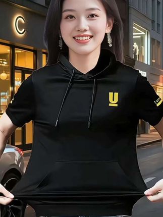 #早秋叠穿万能公式来了 #把日常衣服穿出新花样 #早秋穿搭三分钟出门不是梦 #晒晒我的秋日穿搭 #预制国庆出游穿搭 T恤美式休闲帽衫春秋夏季连帽时尚短袖休闲免烫男士上衣