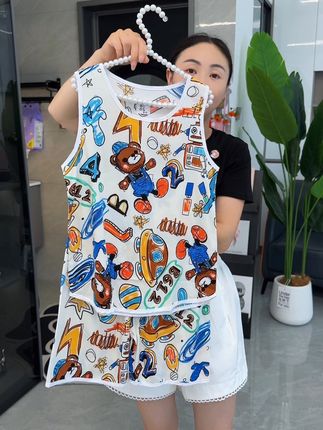 上身舒服百搭透气的无袖套装#夏季穿搭 #无袖套装 #家居服套装 #儿童家居服 #绵绸