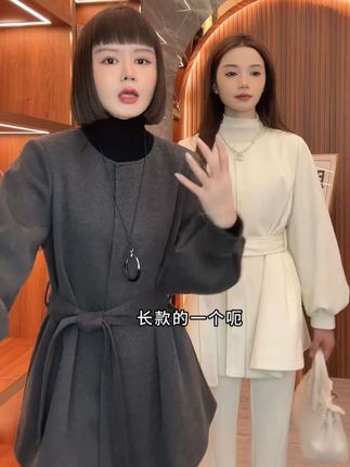 美哒兔(南韩女主)韩系时尚气质系带外套CK2894-27#小个子女生穿搭 #韩系穿搭 #外套穿搭 #秋冬穿搭 #穿搭