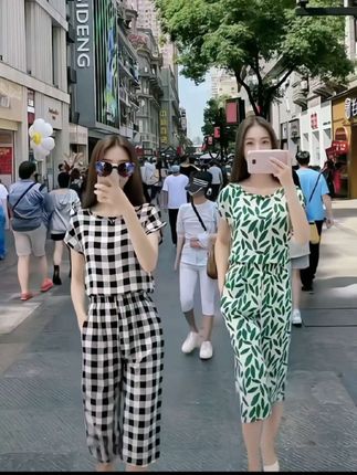 棉绸阔腿裤两件套夏季新款女装韩版宽松显瘦气质印花时髦休闲套装#时尚又百搭#凉快又舒适#柔软又舒服#谁穿谁好看,
