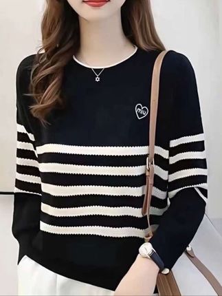(1061)100-200斤大码女装爱心刺绣宽松显瘦圆领针织打底衫女#好物推荐 #好物分享 #打底衫 #针织衫 #美衣穿搭