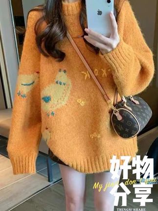 毛衣女春秋2025新款慵懒风宽松复古黄色外穿针织衫#温柔穿搭#气质穿搭#女生穿搭#秋季穿搭#针织衫