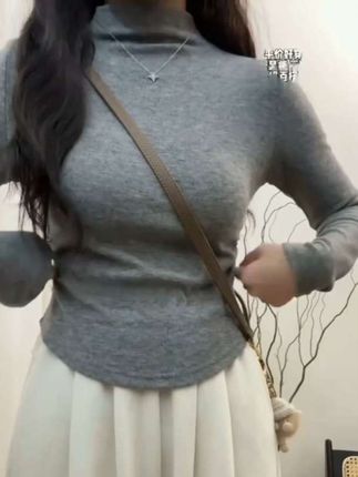 半高领打底衫女春秋季收腰加绒磨毛保暖小香风内搭上衣#修身显瘦#打底衫#内搭外穿都好看