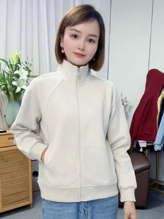 (0091正肩立领)秋季短款洋气百搭拉链卫衣外套休闲时尚女款上衣#秋季穿搭 #立领外套#卫衣穿搭 #休闲百搭#谁穿谁好看