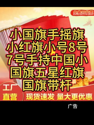 小国旗手摇旗小红旗小号8号7号手持中国小国 旗五星红旗国旗带杆#买它 #点击小黄车直接购买