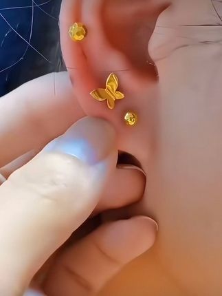 U型蝴蝶耳钉! #一款两戴耳饰 #U型耳钉 #u型耳钉一款两戴