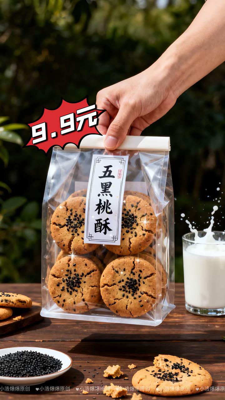 五黑木糖醇桃酥,轻咬一口,酥香四溢!这五黑木糖醇桃酥,轻咬一口,酥香四溢!怕甜、怕胖、担心血糖?这款零蔗糖配方,严选黑芝麻、黑豆、黑米、黑枸杞、黑桑葚,融合传统工艺与健康理念,让你安心享用美味,回味悠长。#桃酥 #网红零食推荐#五黑桃酥 #无蔗糖 #送给女朋友的贴心小零食